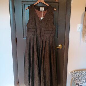 Linennaive Dark Amber 11 Academia wool dress NWT
